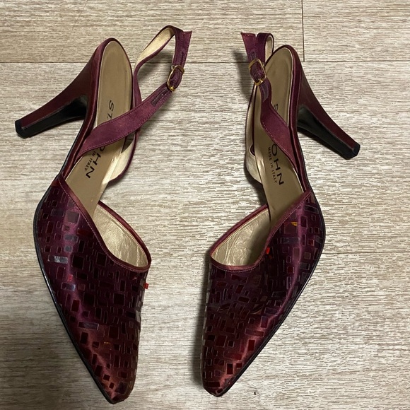 ST JOHN BURGUNDY SLING BACK SIZE 8.5 B - Picture 6 of 10